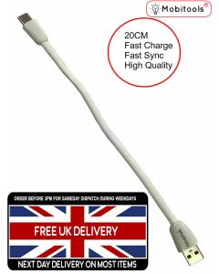 Short White 20CM USB Type-C Cable for Huawei P9 10 Samsung S8, S9