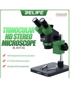 RELIFE RL-M3T-B1 Trinocular Stereo Microscope 7X-45X Zoom