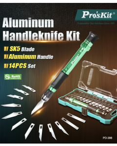 ProsKit PD-398 Aluminium Handle Knife Kit with 14 Interchangeable Blades