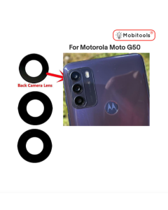 For Motorola Moto G50 Back Rear Camera Glass Lens + Adhesive (Black)