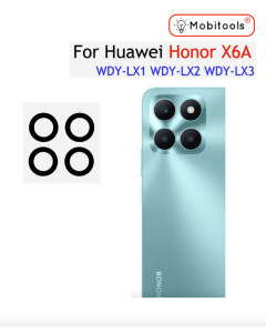 For HONOR X6A WDY-LX1 Rear Camera Lens Glass + Adhesive (Black)